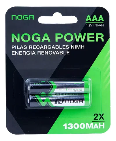 PILAS RECARGABLES TRIPLE AAA NOGA 1100MAH 1.2V BLISTER X 2U
