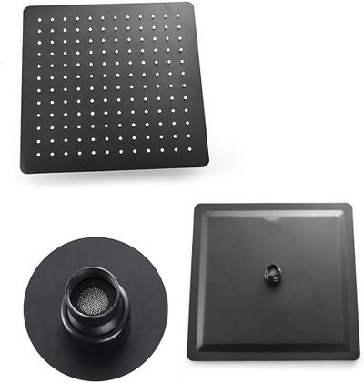 flor de ducha cuadrada negra 20x20