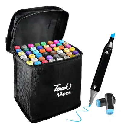 48 Marcadores Colores Doble Punta Con Bolsito De Regalo