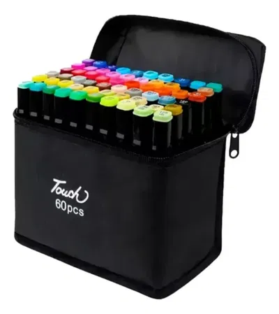 60 Marcadores Colores Doble Punta Con Bolsito De Regalo