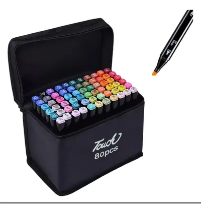 80 Marcadores Colores Doble Punta Con Bolsito De Regalo