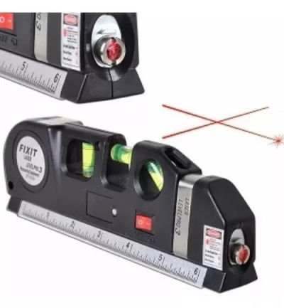 NIVEL LASER 3 BURBUJAS HORIZ VERT CRUZ CINTA MÉTRICA REGLA