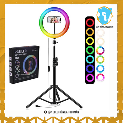 Aro Led Colores Rgb 30cm con Tripode de 2.1 mts