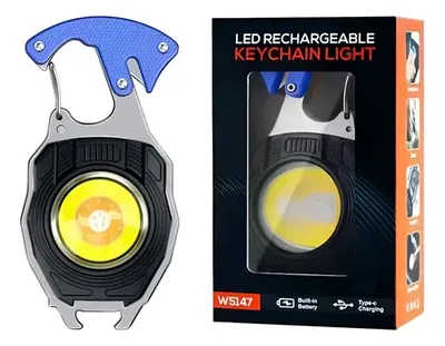 Linterna Led Multifuncion Recargable Iman Destapador Gancho