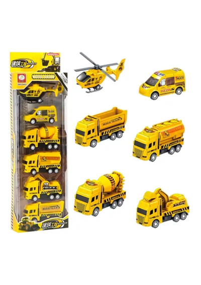 Set De 5 Vehículos + Helicóptero 