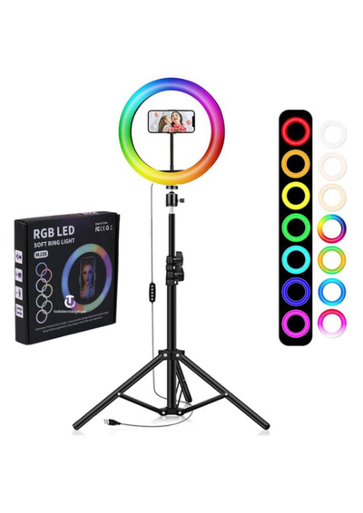 Aro Led Colores Rgb 26cm con Tripode de 2.1 mts