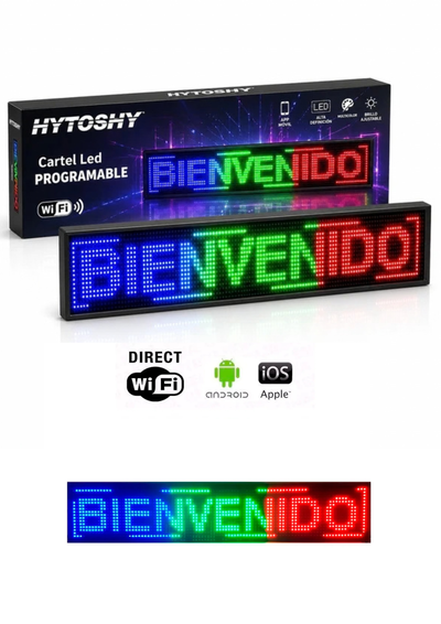 Cartel Led Programable C/movimiento Rgb Wifi 1 m x 20cm