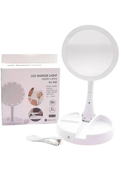 Espejo con luz Led Maquillaje con Aumento Portátil