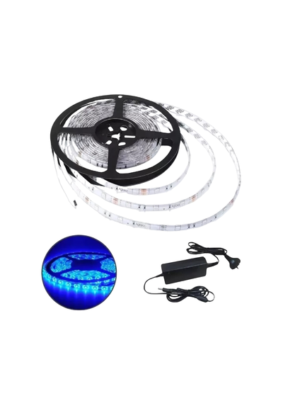 tira led 5050 color azul con fuente kit