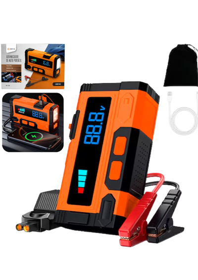 Arrancador de Auto Portatil con Linterna y Powerbank