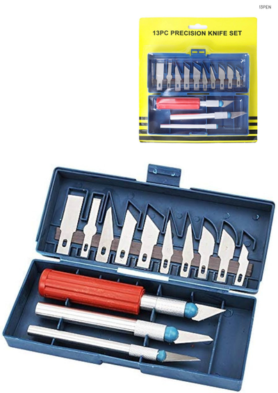 CUTTER TIPO BISTURI SET X13 PIEZAS INTERCAMBIABLES