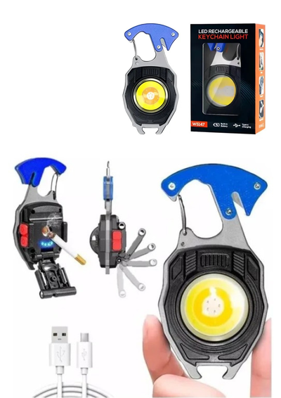 Linterna Led Multifuncion Recargable Iman Destapador Gancho