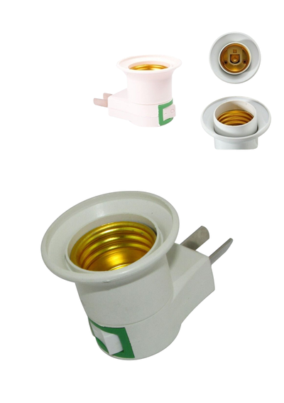 PORTALAMPARA ADAPTADOR E27 TECLA ENCHUFE VELADOR LUZ NOCHE