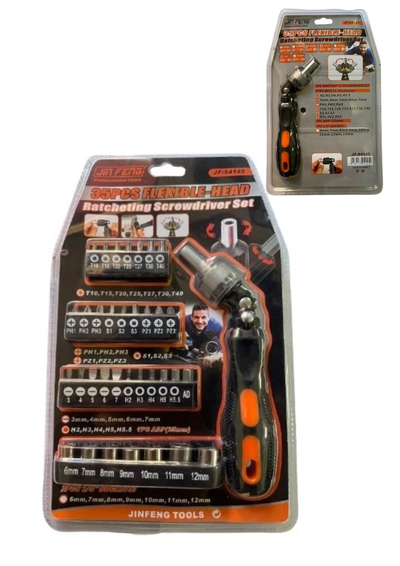 Set Destornillador Reversible Mas Juego De Puntas 35pcs