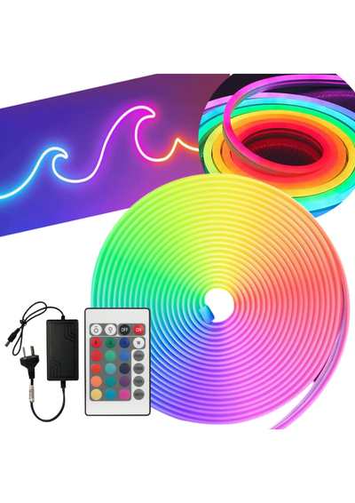 Tira Led neon Rgb 220v Control Multicolor 5 Mts Flexible