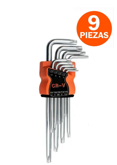 JUEGO DE LLAVES TORX 9 PIEZAS T 10 A T 50 BLISTER