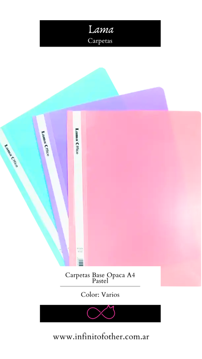 CARPETA BASE OPACA A4 PASTEL LAMA
