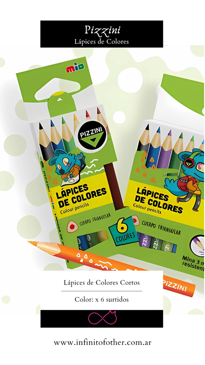 LÁPICES DE COLORES PIZZINI MIO CORTOS X 6 U