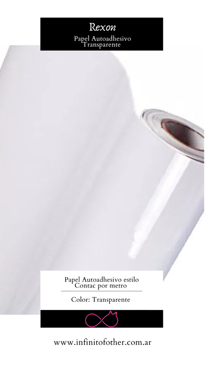 PAPEL AUTOADHESIVO REXON TRANSPARENTE X METRO 