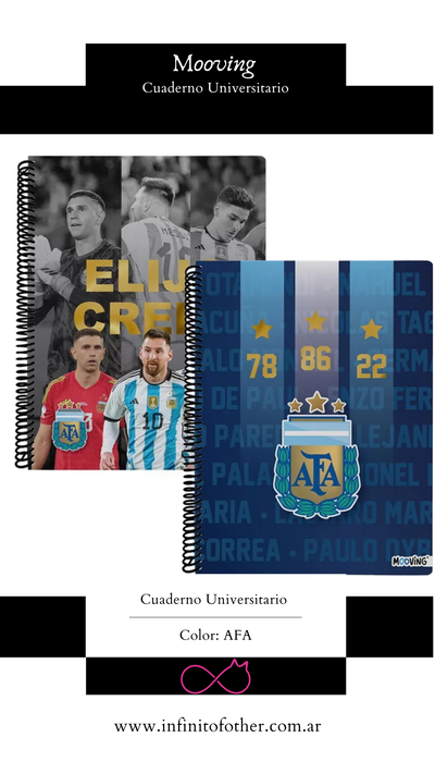 CUADERNO UNIVERSITARIO MOOVING RAYADO AFA