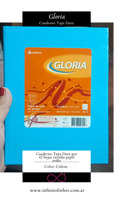 CUADERNO GLORIA TAPA DURA ARAÑA x 42 HOJAS RAYADAS 