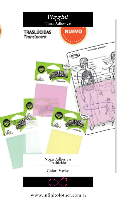 NOTAS ADHESIVAS PIZZINI TRASLÚCIDAS 