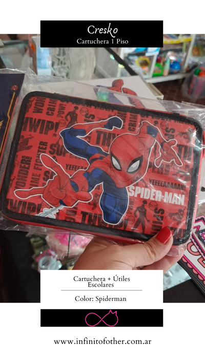 CARTUCHERA CRESKO 1 PISO MAS UTILES ESCOLARES SPIDERMAN 