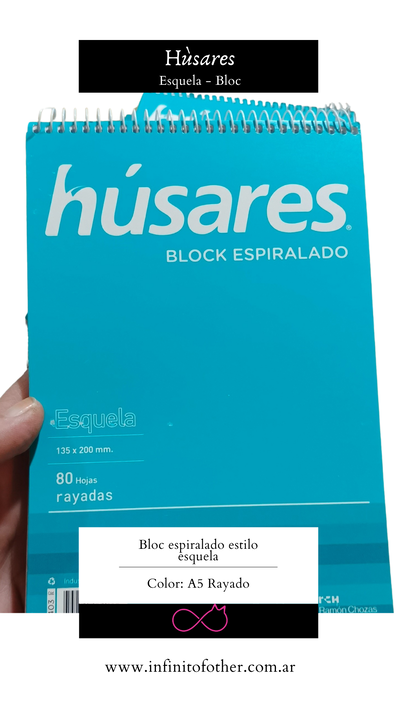 BLOCK ESPIRALADO HUSARES ESQUELA A5 X 80 H RAYADO