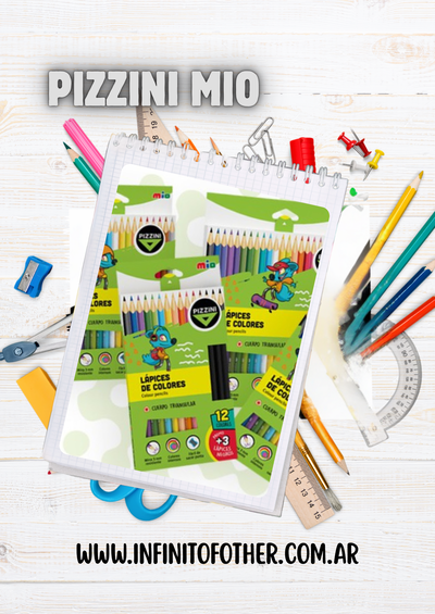 LAPICES DE COLORES PIZZINI MIO X 12 LARGOS + 3HB