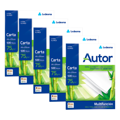 Resma Papel Autor Ledesma Carta 75g Blanco Pack x100