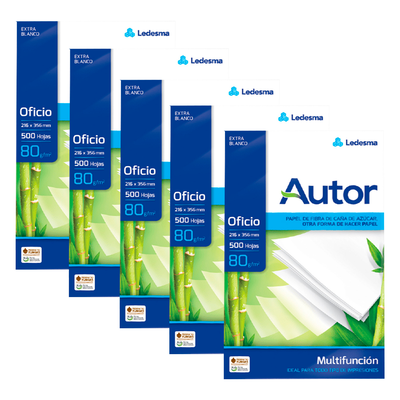 Resma Autor Ledesma Oficio 80 grs. Blanco - X 10 Unidades