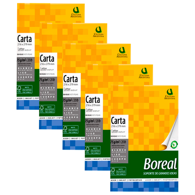 Resma Papel Boreal Carta 75g Blanco Pack x100