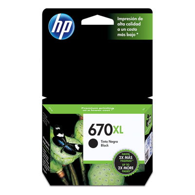 Cartucho Original HP 670XL Negro CZ117AL DeskJet 3525 4615 4625 5525