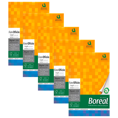 Resma Papel Boreal Legal 22x34 70g Blanco Pack x100