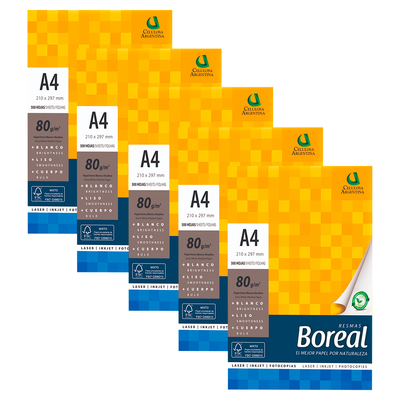 Resma Boreal A4 80 grs. Blanco - X 100 Unidades