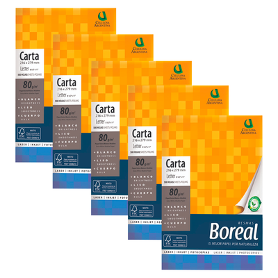 Resma Papel Boreal Carta 80g Blanco Pack x100