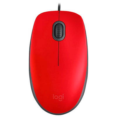 Mouse Logitech M110 Silent Rojo Con Cable Full-Size 910-006755