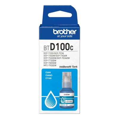 Botella de Tinta Original Brother BTD100 Cian para MFC-T930DW DCP-T830DW
