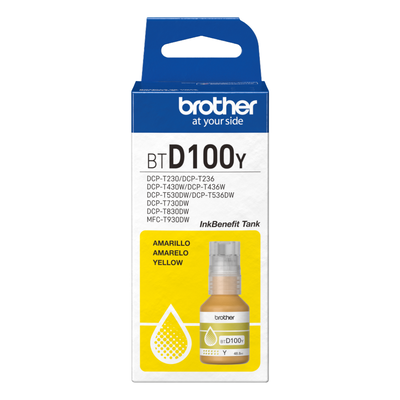 Botella de Tinta Brother BTD100 Amarillo para MFC-T930DW DCP-T830DW
