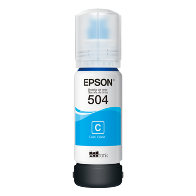 Botella Tinta Epson 504 Cian T504220 Original EcoTank L4150 L4160