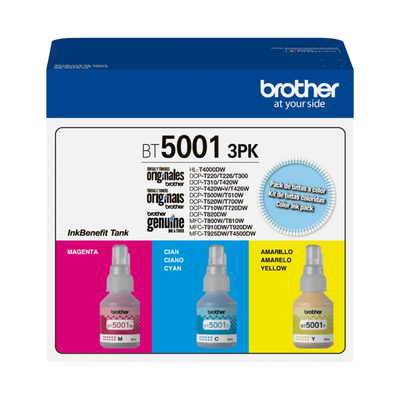 Pack 3 Botellas Brother BT5001 CMY para DCP/HL 220/420/720/820