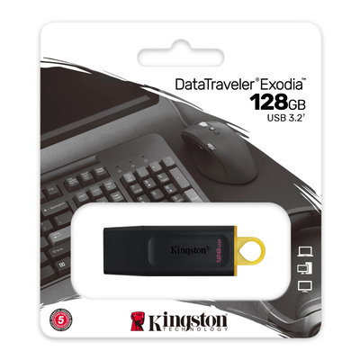 Pendrive Kingston Exodia 128GB USB 3.2 Negro DTX128GB