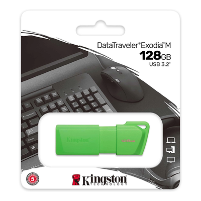 Pendrive Kingston Exodia M 128GB USB 3.2 Gen 1 Neón Verde KC-U2L128-7LG
