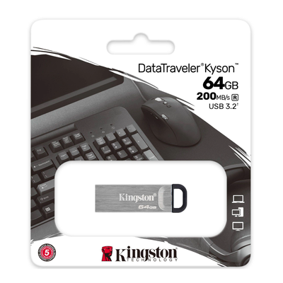 Pendrive Kingston DataTraveler Kyson 64GB USB 3.2 Gris DTKN64GB