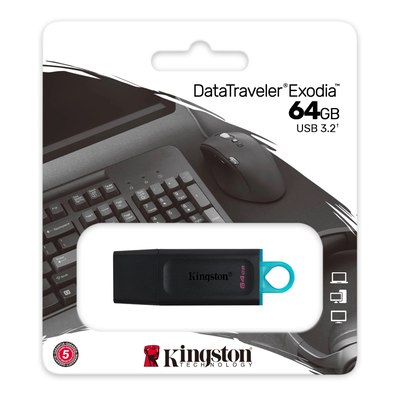 Pendrive Kingston Exodia 64GB USB 3.2 Negro DTX64GB