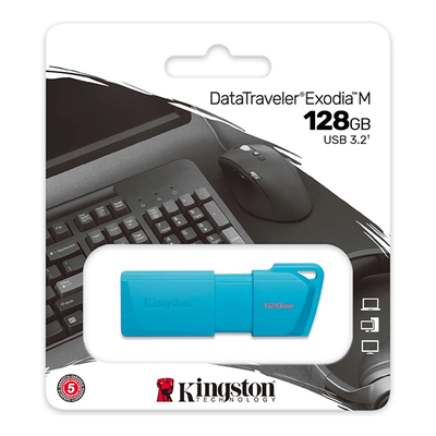 Pendrive Kingston Exodia M 128GB USB 3.2 Gen 1 Neón Azul KC-U2L128-7LB