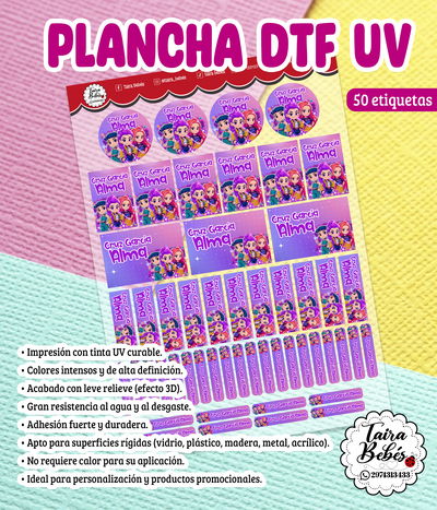 Plancha etiquetas dtf uv