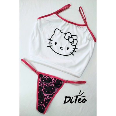 Top + les (Kitty) borde fucsia 💕