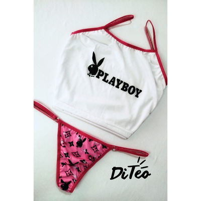 Top + les (Playboy) borde fucsia 💕