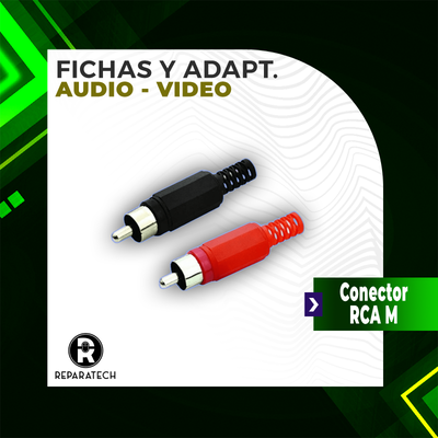 K312-A FICHA RCA C/COLITA (ROJO/NEGRO)